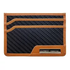 Carteira Slim Fina Pequena Bolso Carbon Cartão Cnh Natural