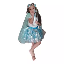 Fantasia Infantil Elsa Frozen Com Capa E Acessórios