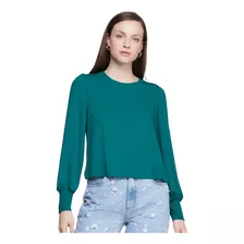 Blusa Manga Longa Em Viscose Dzarm