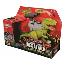 Figura - Dinossauro Rex Attack - Lança Míssil - Verde - Adi