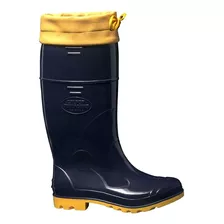 Bota Galocha Borracha Pvc Impermeável Azul/amarela C/amarra 