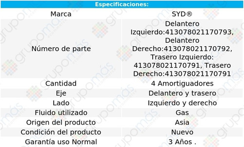 4 Amortiguadores Gas Saturn Vue 08-09 Syd Foto 2