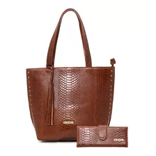 Bolsa Feminina Couro Legitimo Croco+carteira Brinde Promoção