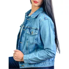 Casaco Jeans Feminina Adulto Manga Longa Tradicional Lisa