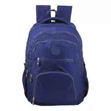 Mochila Casual Feminina Espaçosa Reforçada Cor Azul-escuro Desenho Do Tecido Liso