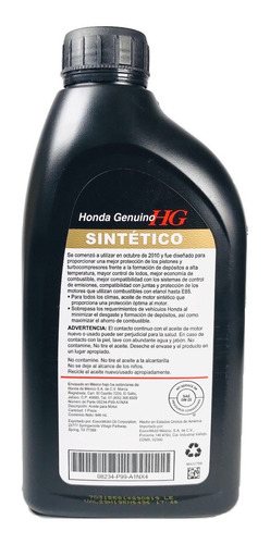 3 Lts Aceite Sintetico Original Y Filtro Para Autos Honda Foto 2