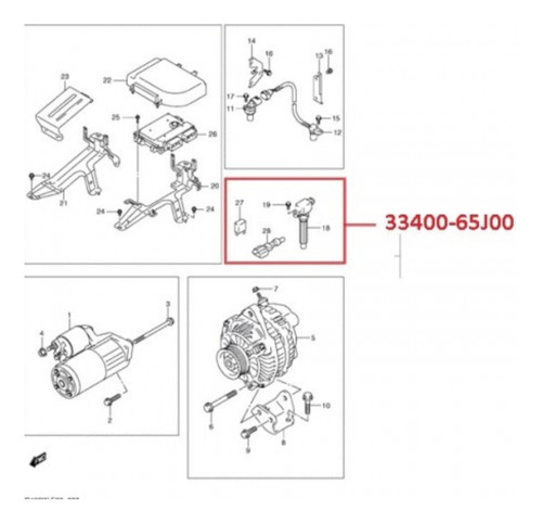 Bobina Grand Vitara 2006 2008 2.7l V6 Sx4 Original Foto 5