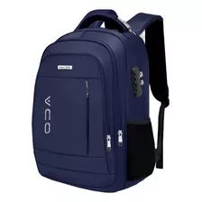 Mochila Notebook Escolar Alça Cabo De Aço Reforçada Azul