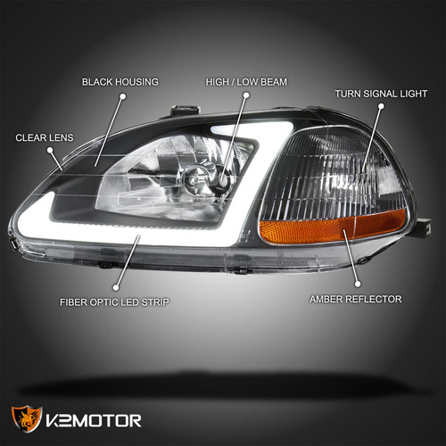 Par Faro Negro Led Honda Civic Hx 1996 1.6l Foto 2