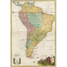 Mapa Antiguo Papel Foto Sudamerica 1710 - 85 X 120 Cm