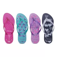 4 Pares Chinelo Feminino Sandália Rasteirinha Estampado K36