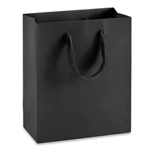Bolsas Con Asas De Listón - 20x10x25cm, Negras- 100/paq