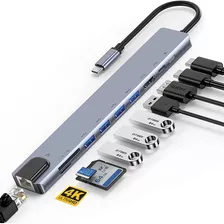 Adaptador Hub Usb-c 8 En 1 Hdmi 4k Usb Sd Macbook Pro Air