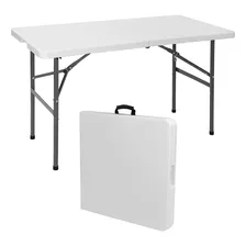 Mesa Plegable Portátil De Plástico De 4 Pies, Color Blanco