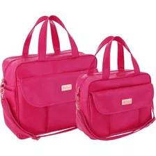 Kit Bolsa Maternidade Enxoval Bebê Plike Baby Rosa Escuro