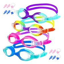Kids Goggles For Swimming 4-14, 4 Pack Kids Swim Goggle...
