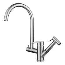 Torneira Para Cozinha Quente/fria + Ducha Acabamento Brilhante Cor Branco Inox Escovado