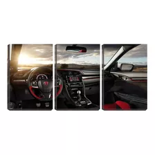 Quadro Decorativo 55x110 Interior Honda Carro De Luxo