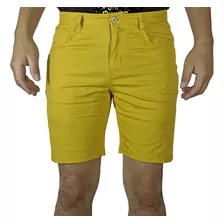 Bermuda Moda Drill Para Hombre - Amarillo