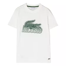 Camiseta Lacoste Com Assinatura E Estampa Com Crocodilo
