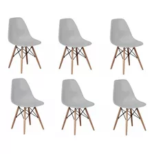 Cadeira De Jantar Elidy Charles Eames Eiffel, Estrutura De Cor Cinza, 6 Unidades