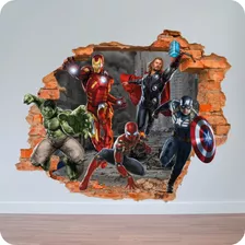 Vinilo Pared Rota 3d Avengers Vengadores 100x120