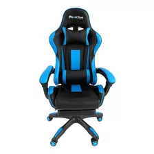 Silla De Escritorio Multilaser Phantom Phantom Gamer Ergonómica Negra Y Celeste Con Tapizado De Cuero Sintético