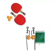 Kit Ping Pong Tênis De Mesa 2 Raquetes Rede E 3 Bolas