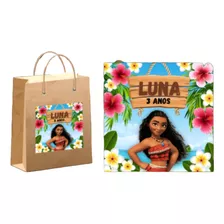 Rótulo Adesivo Sacola Personalizado Moana 10 Unidades 