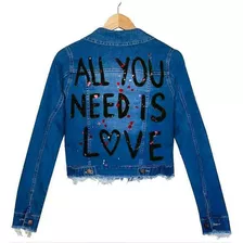 Campera Mujer Jean Azul All You Need Is Love Beatles