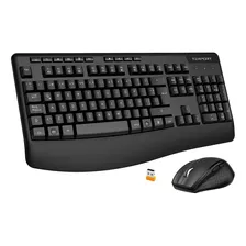 Terport Mouse Y Teclado Español Inalambrico 2.4ghz Usb Con Reposamuñeca, Mouse Inalámbrico Ergonómico 4800dpi Con 6 Botones, Kit Teclado Y Mouse Para Computadoras Pc Laptops Trabajo Oficina