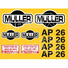 Kit De Adesivos Rolo Compactador Compatível Com Muller Ap26 Cor Adesivo Emblema Gráfico Ap26