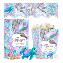 Kit Imprimible Cola De Sirena Texto Editable