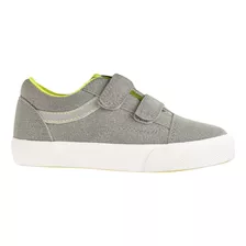 Zapatilla De Niña Vulcanizada Doble Velcro Gris Colloky