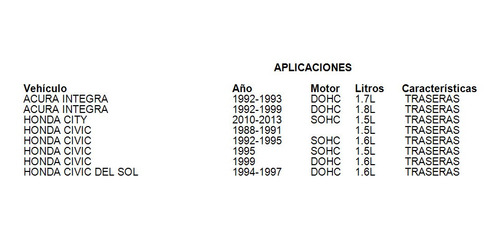 Balatas Traseras Civic Del Sol 1997 Fritec 1.6l Honda Foto 3
