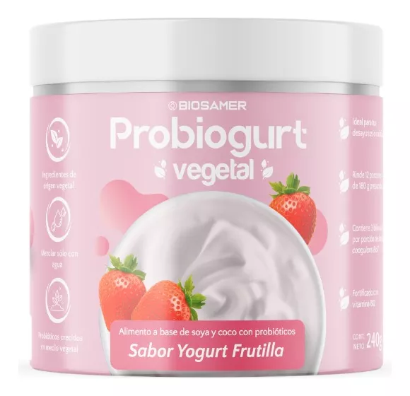 Yogurt Vegetal Con Probióticos Sabor Frutilla Probiogurt