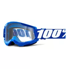 Óculos Motocross 100% Strata 2 Lente Anti Embaçante Trilha Cor Da Armação Blue Cor Da Lente Transparente Tamanho Único