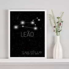 Quadro Decorativo Constelação Signo Leão 33x24cm - Com Vidro