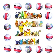 Kit Com 20 Miniaturas Pokémon + 20 Pokebolas 2-3cm Brinquedo