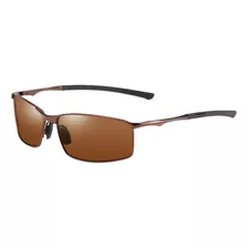 Óculos De Sol De Metal Aoron Polarizado Proteção Uv400 Cor Marrom
