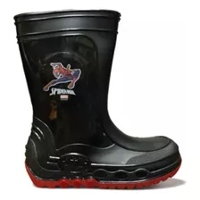 Bota De Lluvia Marvel Spiderman Negro Niños Original