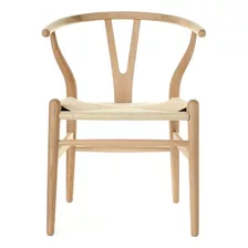 Silla De Comedor Madera Rattan Nórdico Diseño - Wishbone Color De La Estructura De La Silla Natural