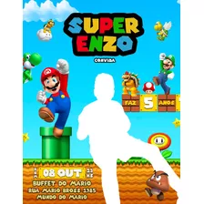 Arte Super Mario Bross Aniversário Em Psd + Bônus Premium