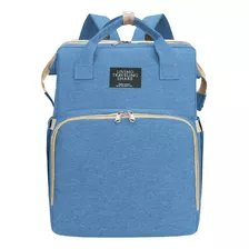 Mochila Bolsa Maternidade Menino Menina Térmica Vira Berço2 Cor Azul-claro