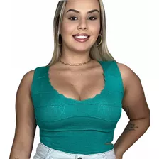 Tricô Cropped Modal Blusa Regata Primavera Verão