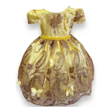 Vestido Infantil Realeza Amarelo C/ Dourado - 1.2.3.4