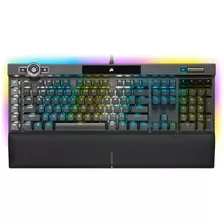 Teclado Gamer Corsair K100 Qwerty Cherry Mx Speed Silver Inglés Us Color Negro Con Luz Rgb