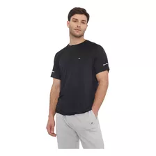 Polera Hombre Deportiva Poliéster R-neck Negro Corona