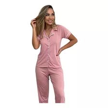 Pijama Americano Amamentação Feminino Meia Estação Malha Pv