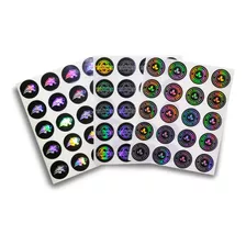 1000 Hologramas Circulares Personalizados Tinta Negra 20 Mm Color Tornasol